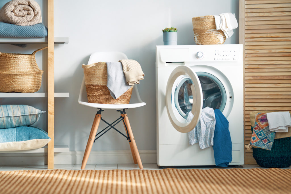 Interior of a real laundry room with a washing machine at home | Shark vacuums | how to clean washing machine tips